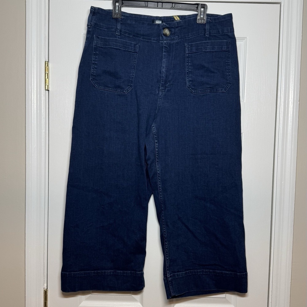 Maeve Colette High-Rise Wide-Leg Cropped Blue Jeans Women's US 18W Dark Wash